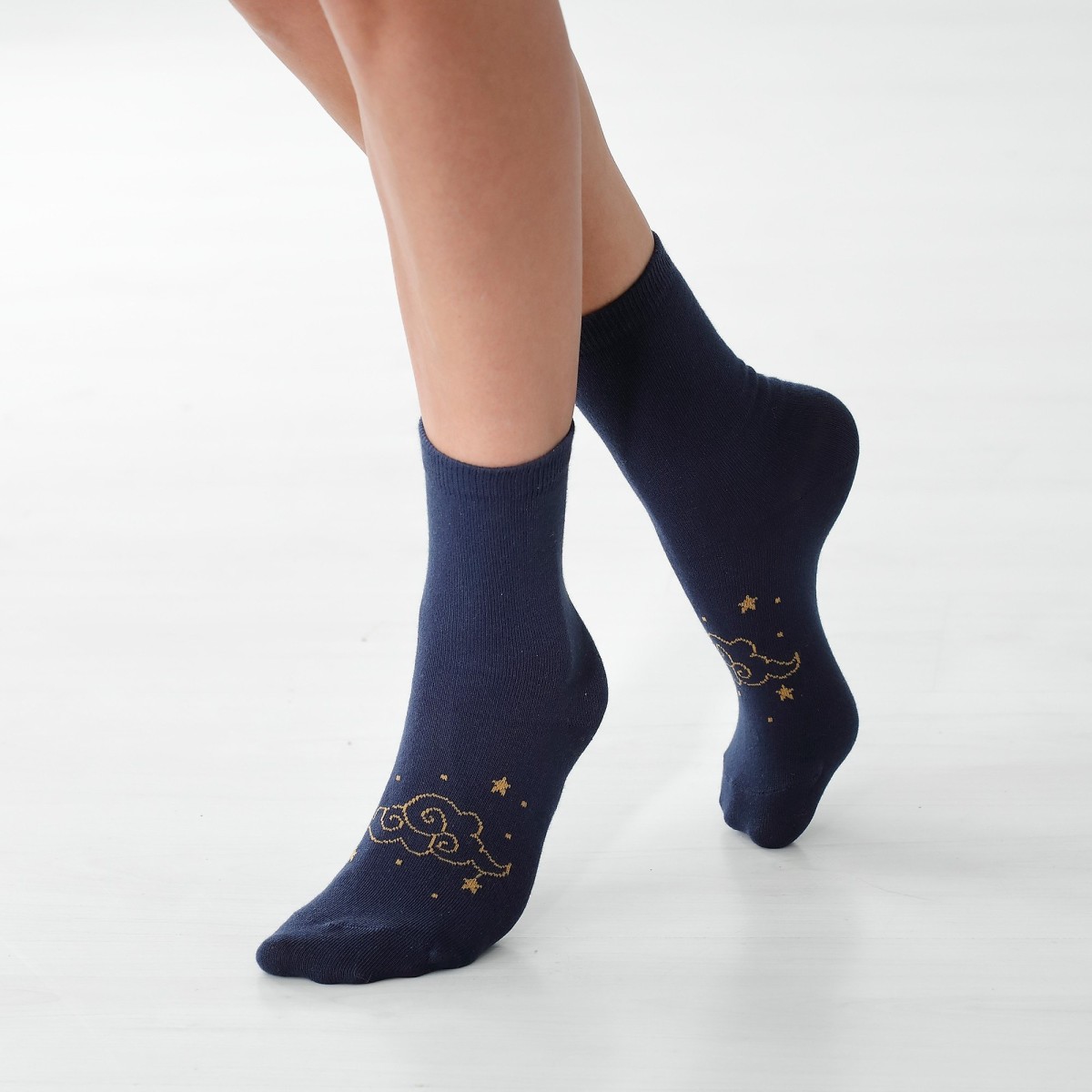 Blancheporte Sada 4 párů ponožek se sladěným motivem hvězdy nám.modrámodrá 3538