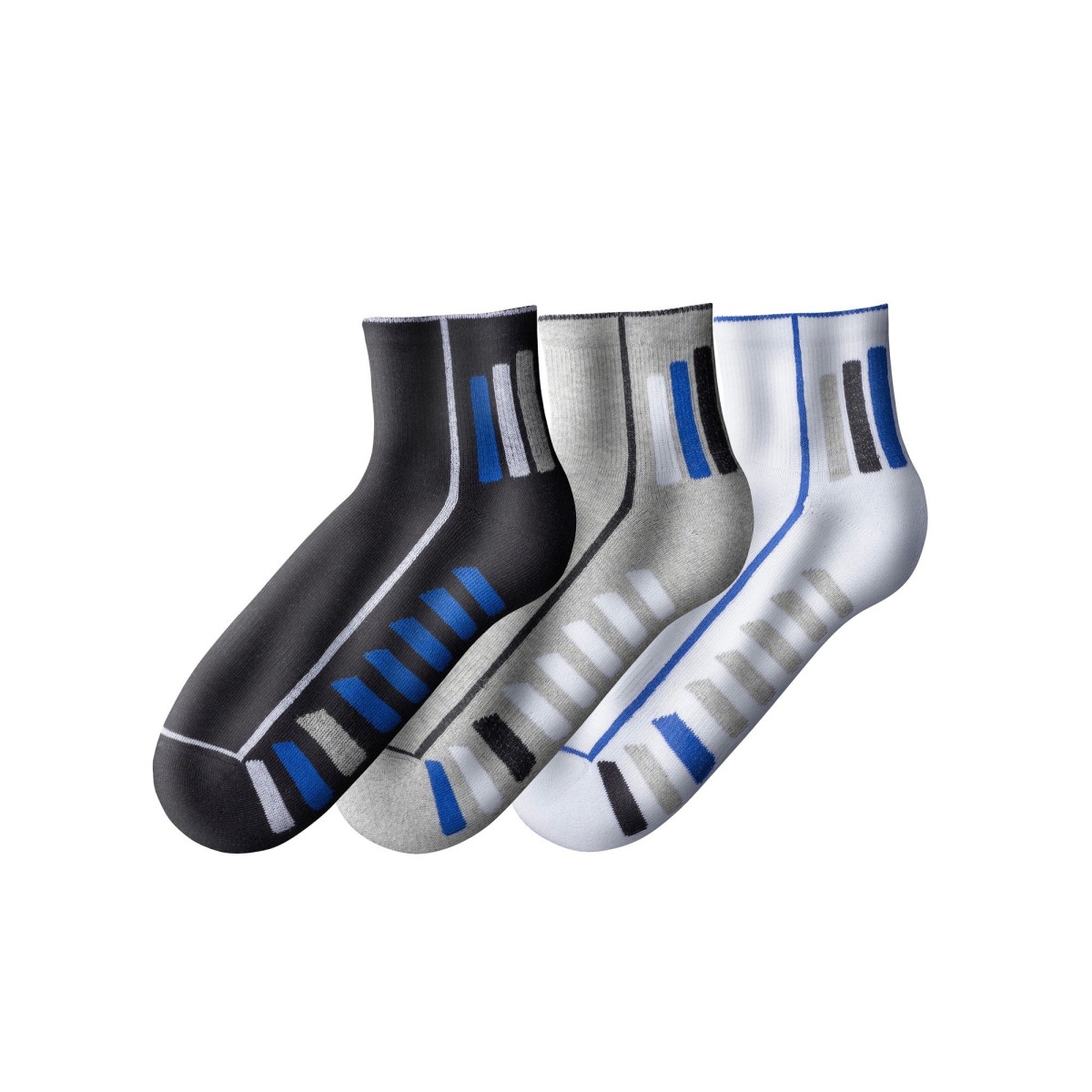 Blancheporte Sada 3 párů sportovních ponožek Quarter šedáčernábílá 3942