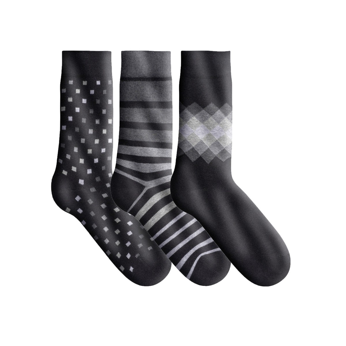 Blancheporte Sada 3 párů originálních ponožek černášedá 3942