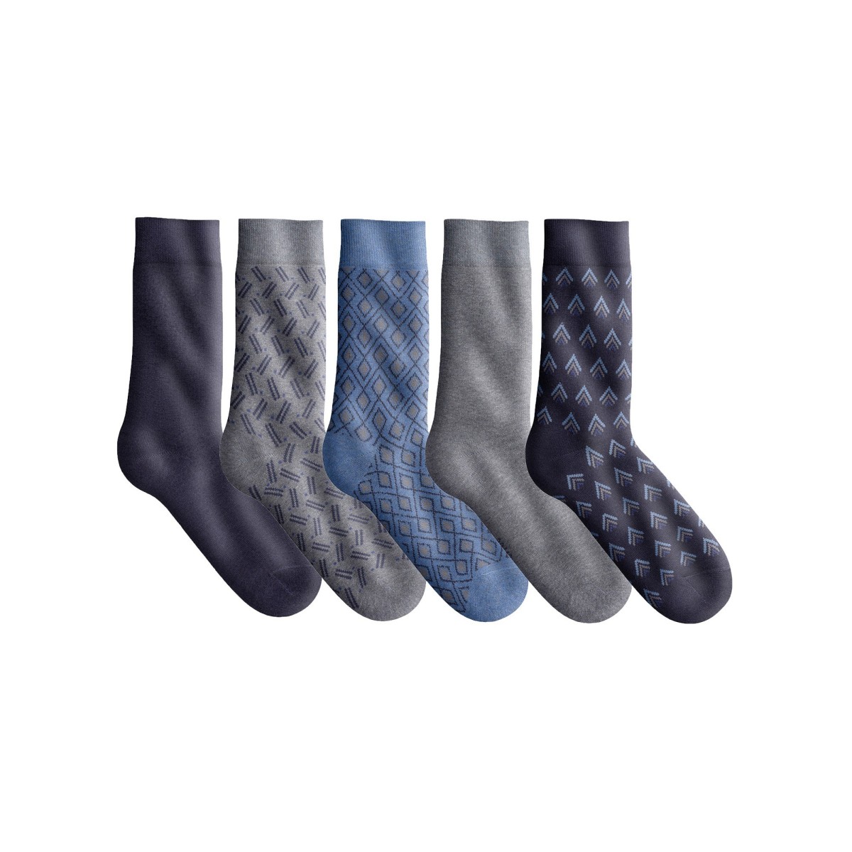 Blancheporte Sada 5 párů originálních ponožek nám.modrámodrášedý melír 3942