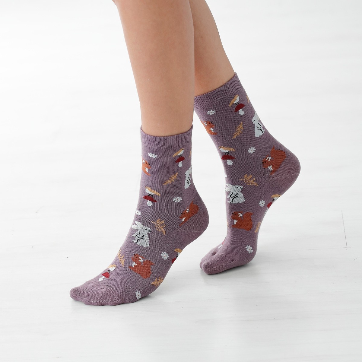 Blancheporte Sada 4 párů ponožek se sladěným motivem les karamelováfialová 3538