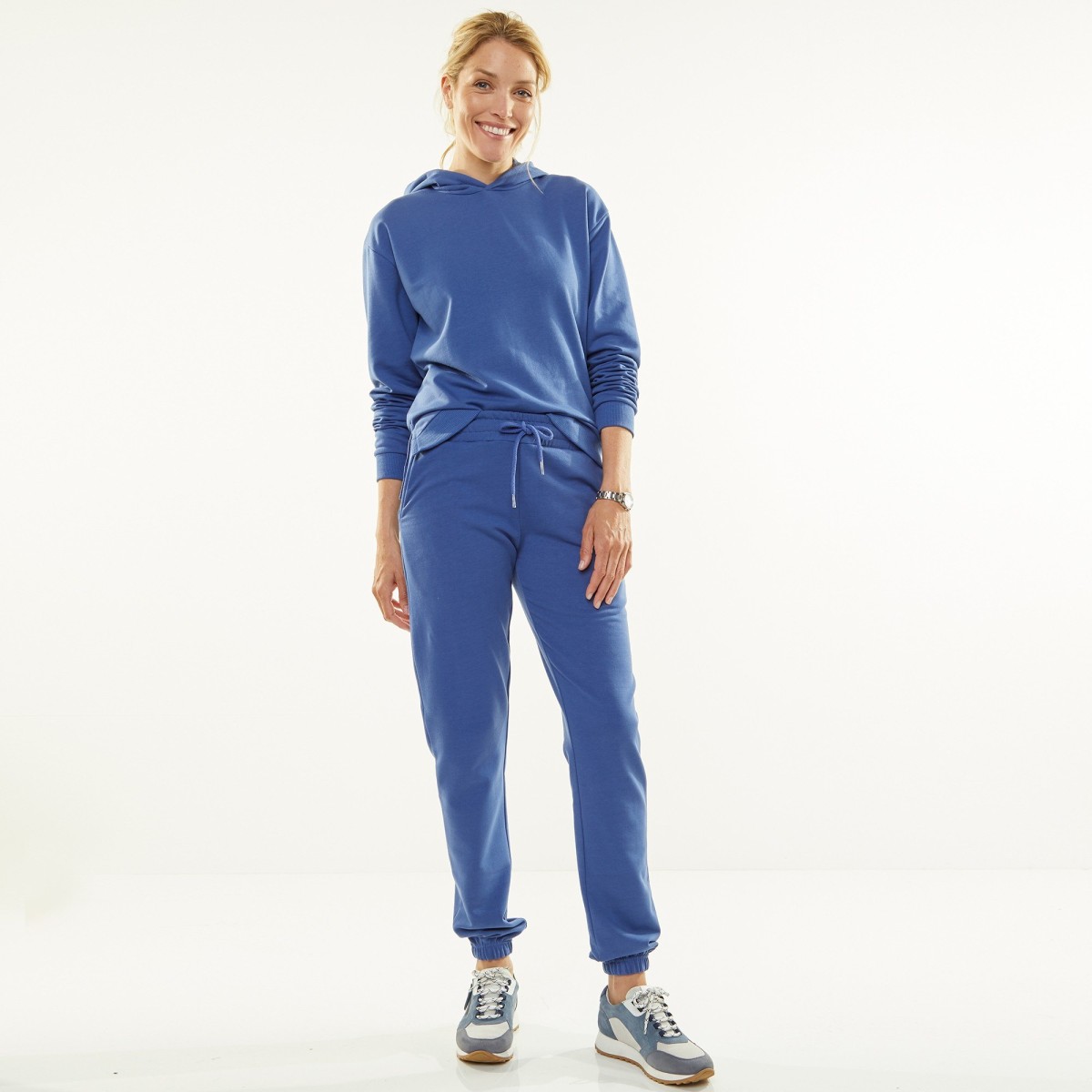 Blancheporte Jogging kalhoty, česaný melton tmavě modrá 3436