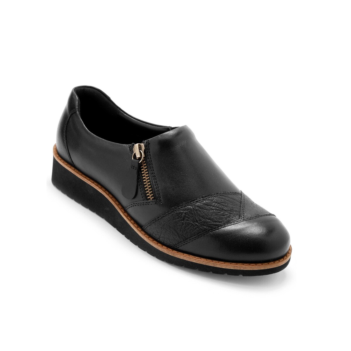Blancheporte Kožené pohodlné boty na klínové podrážce, černé černá 36