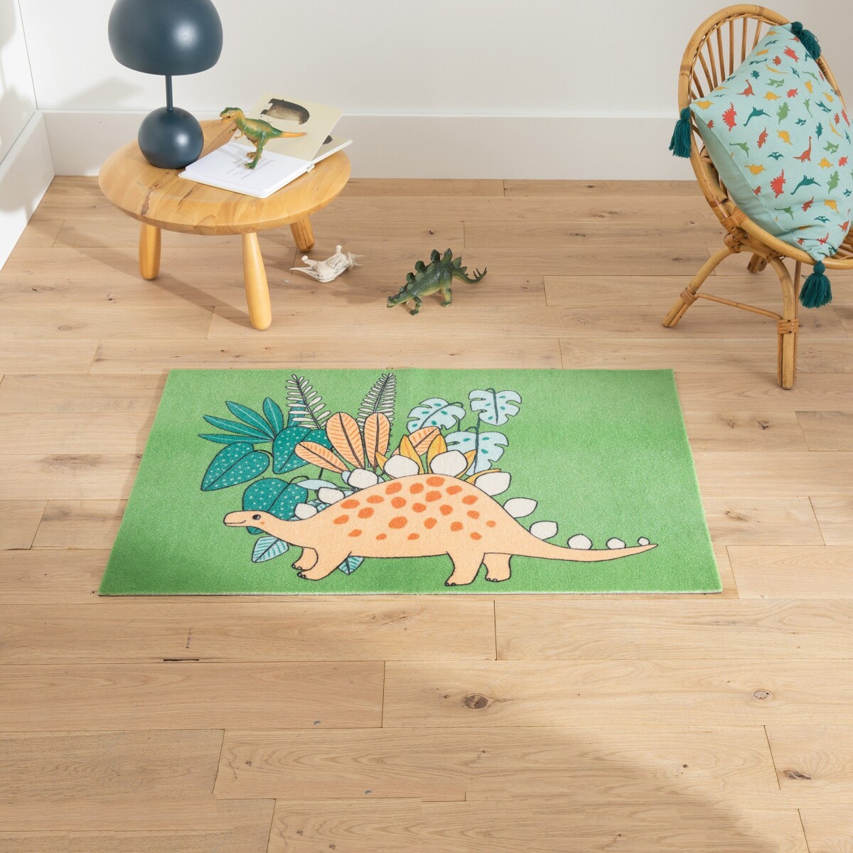 Blancheporte Protiskluzový koberec ve tvaru dinosaura zelená 60x90cm