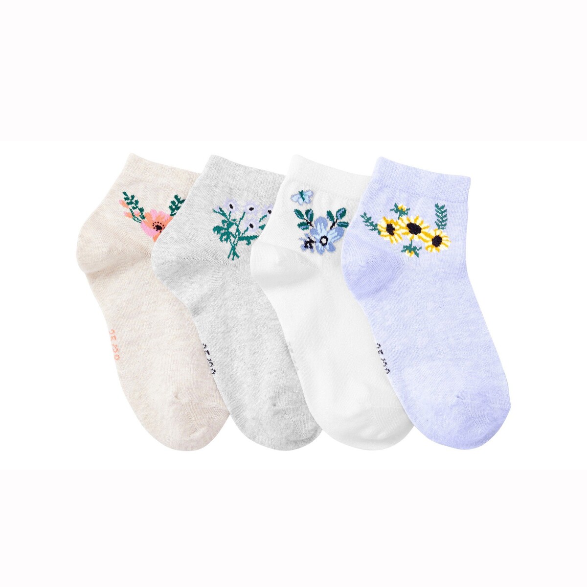 Blancheporte Jednobarevné a melírované ponožky se sladěným motivem květin, sada 4 párů melír 3538