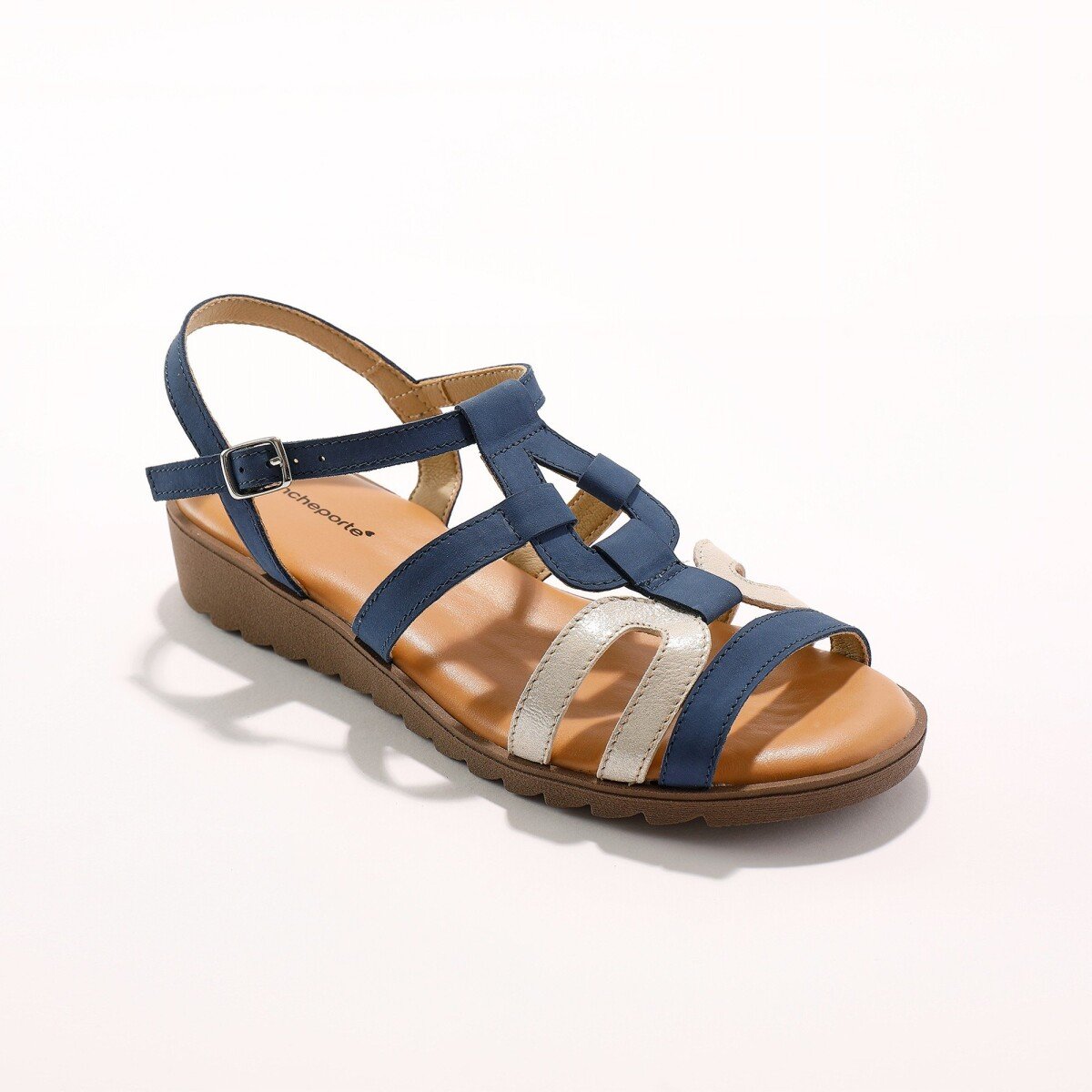 Blancheporte Kožené sandály na klínku, ze 2 materiálů modrá 36