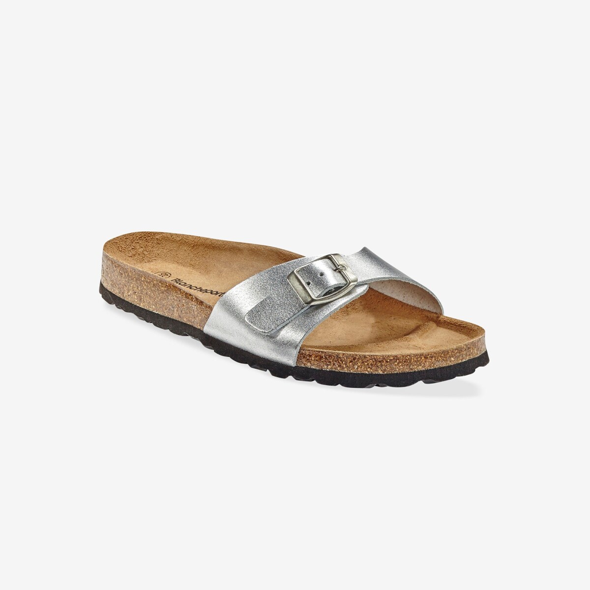 Blancheporte Třpytivé pantofle s kovovou sponou stříbřitá 36