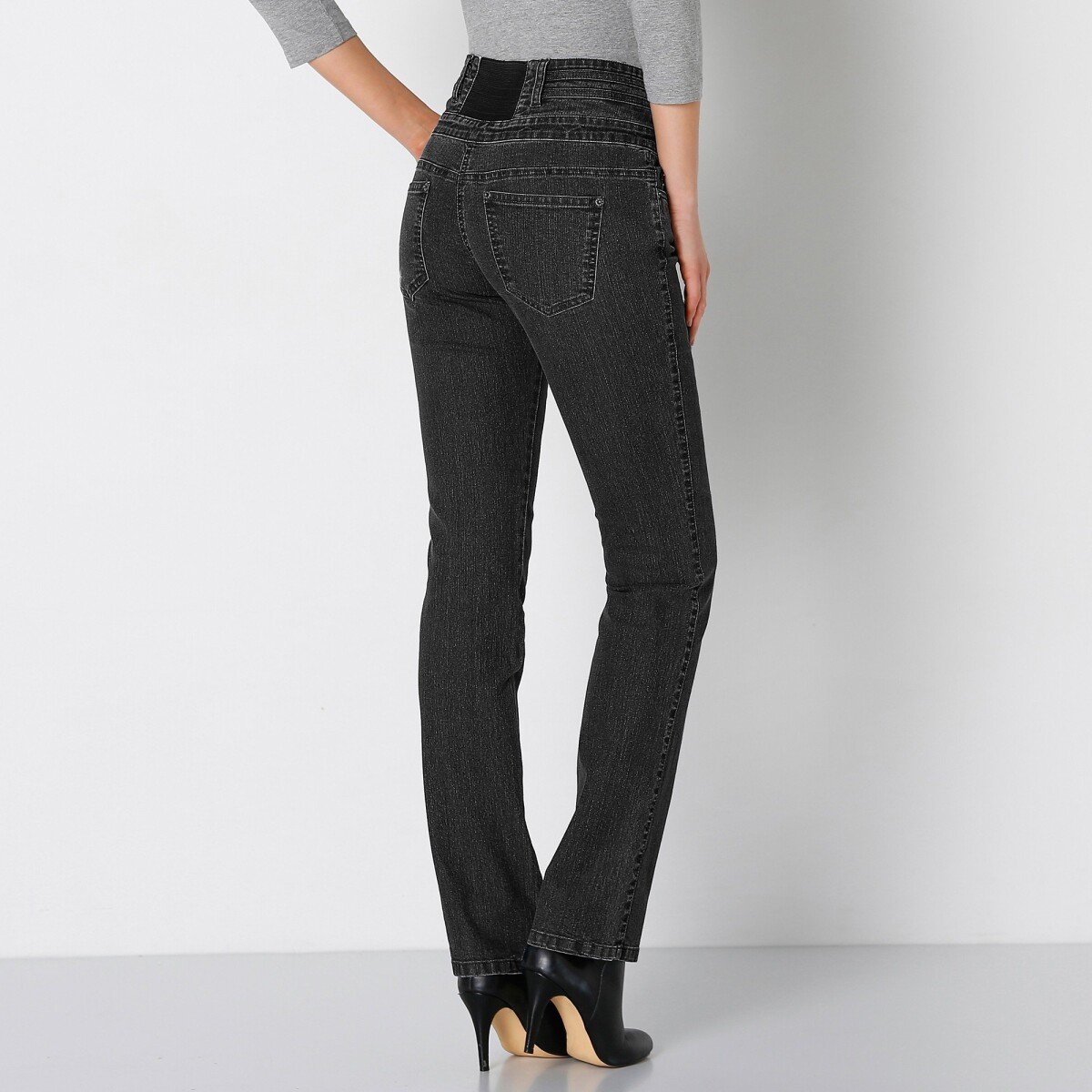 Blancheporte Rovné džíny s vysokým pasem černá 36