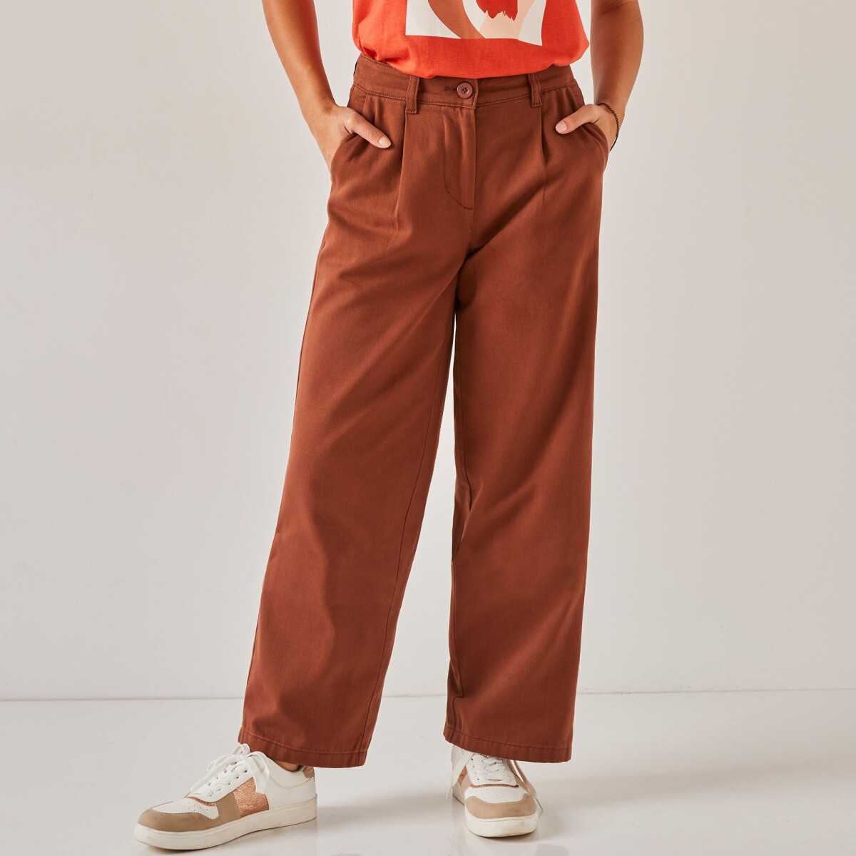 Blancheporte Rovné široké kalhoty pro malou postavu karamelová 36