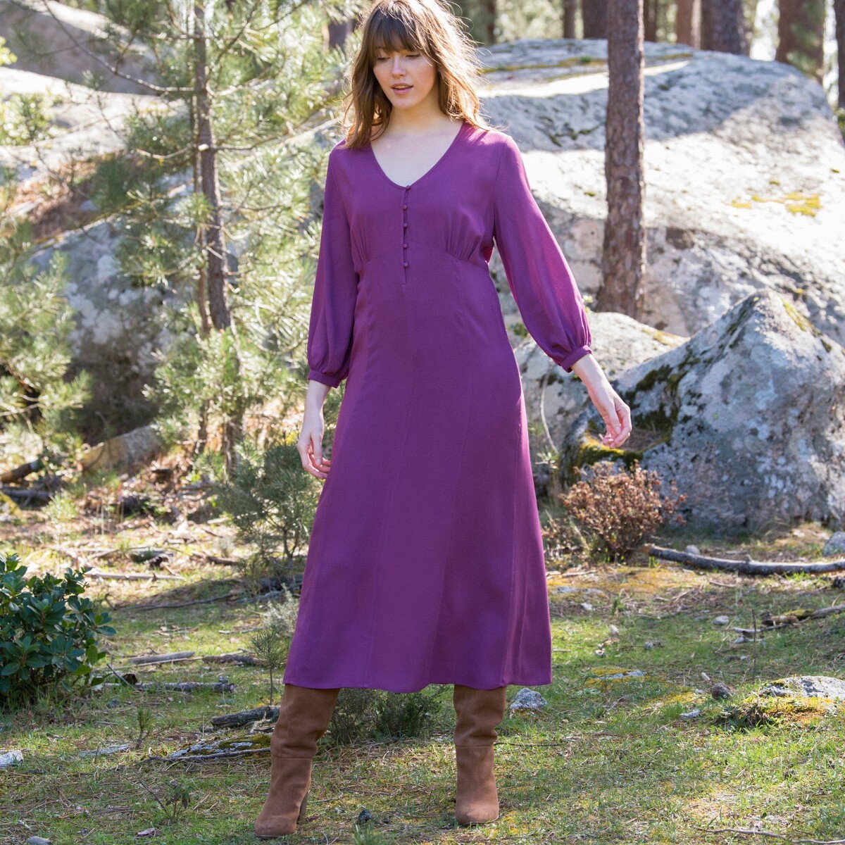 Blancheporte Jednobarevné šaty se 34 rukávy purpurová 36