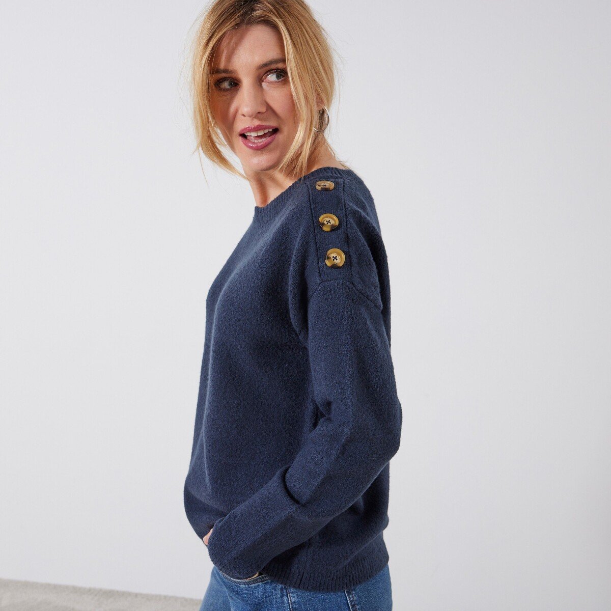 Blancheporte Jednobarevný pulovr z recyklovaného polyesteru (1) nám. modrá 3840