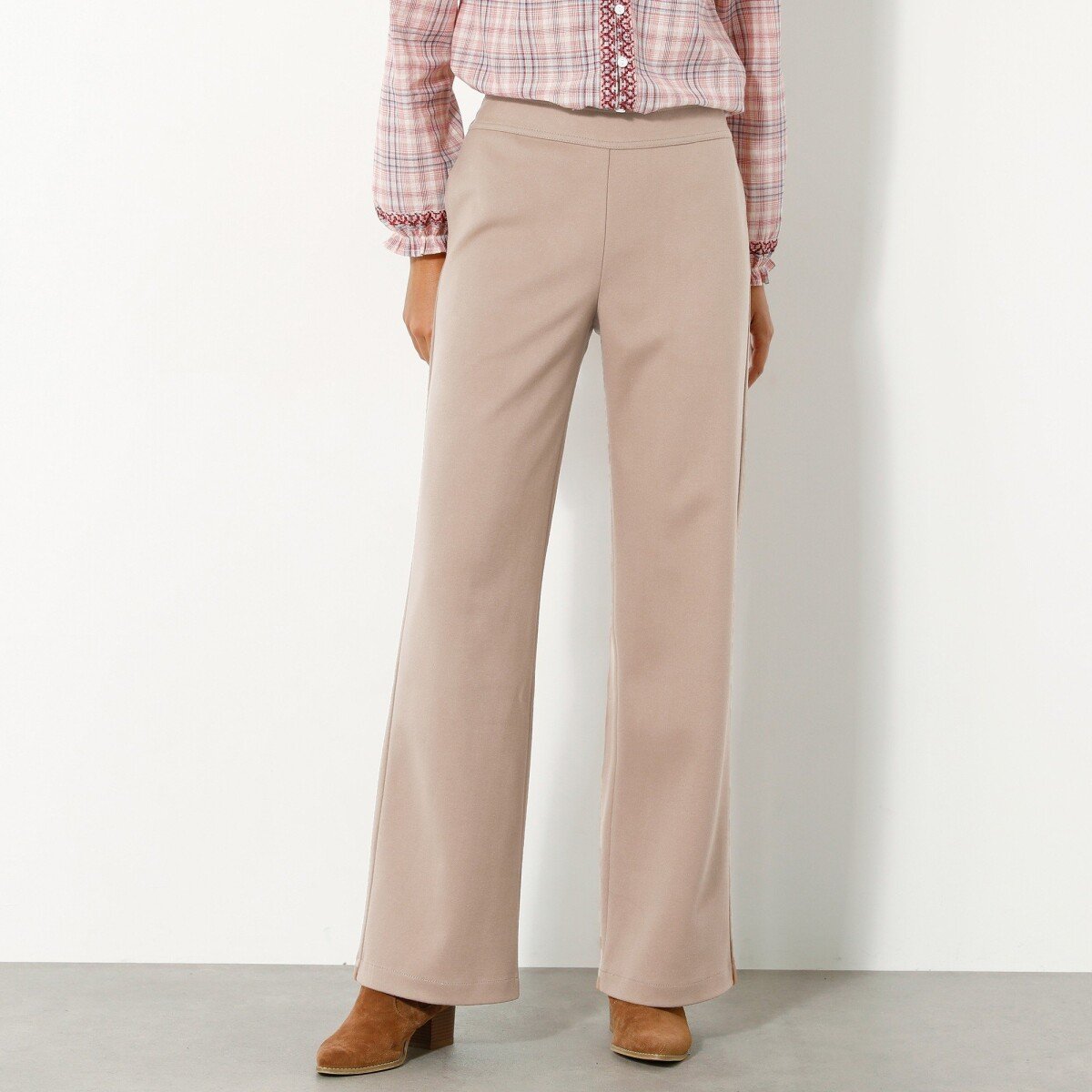 Blancheporte Široké hřejivé kalhoty ve vlněném vzhledu hnědošedá 36