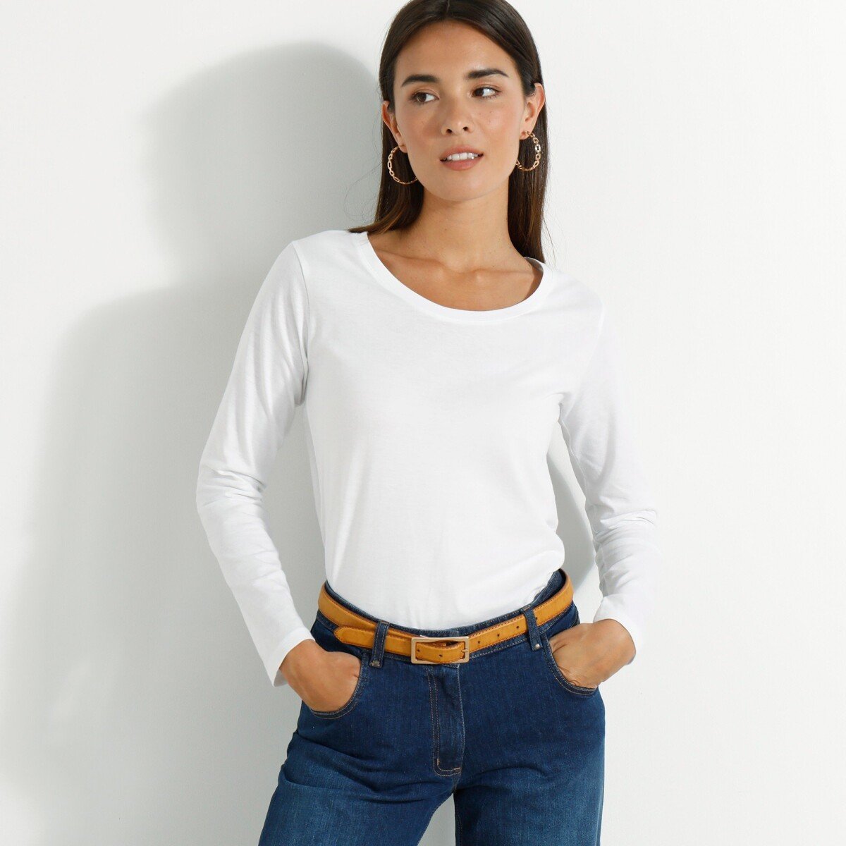 Blancheporte Jednobarevné tričko s dlouhými rukávy bílá 3436