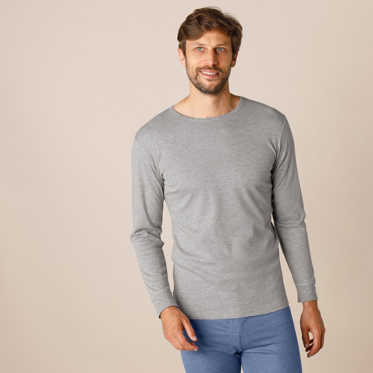 Blancheporte Sada 2 spodních triček s dlouhými rukávy, polyester šedý melír 8592 (M)
