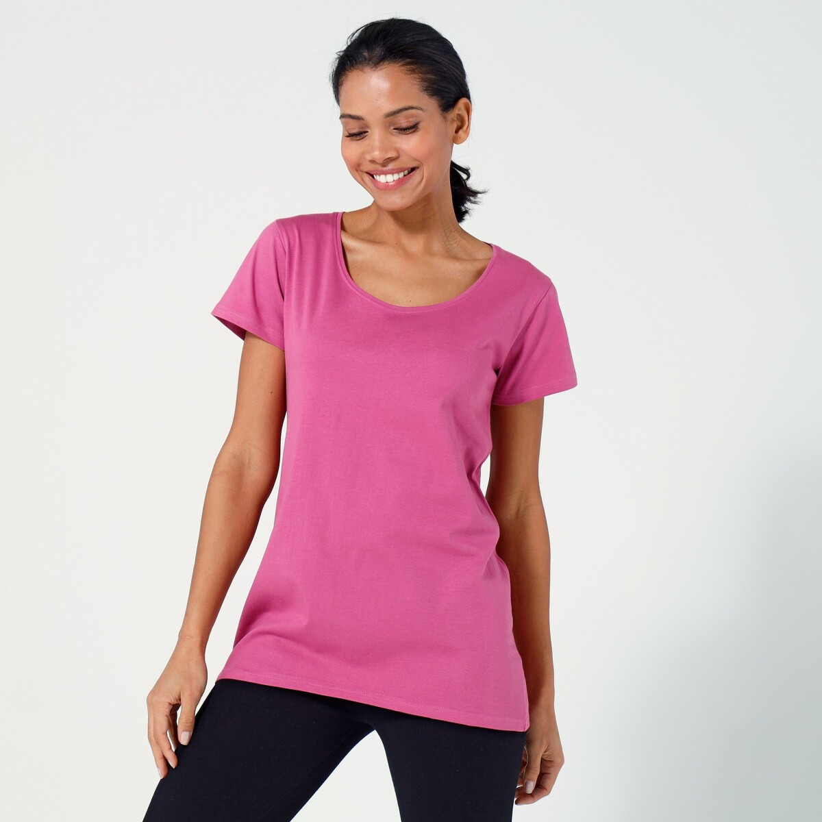 Blancheporte Jednobarevné tričko s krátkými rukávy, z bio bavlny, eco-friendly růžové dřevo 3436