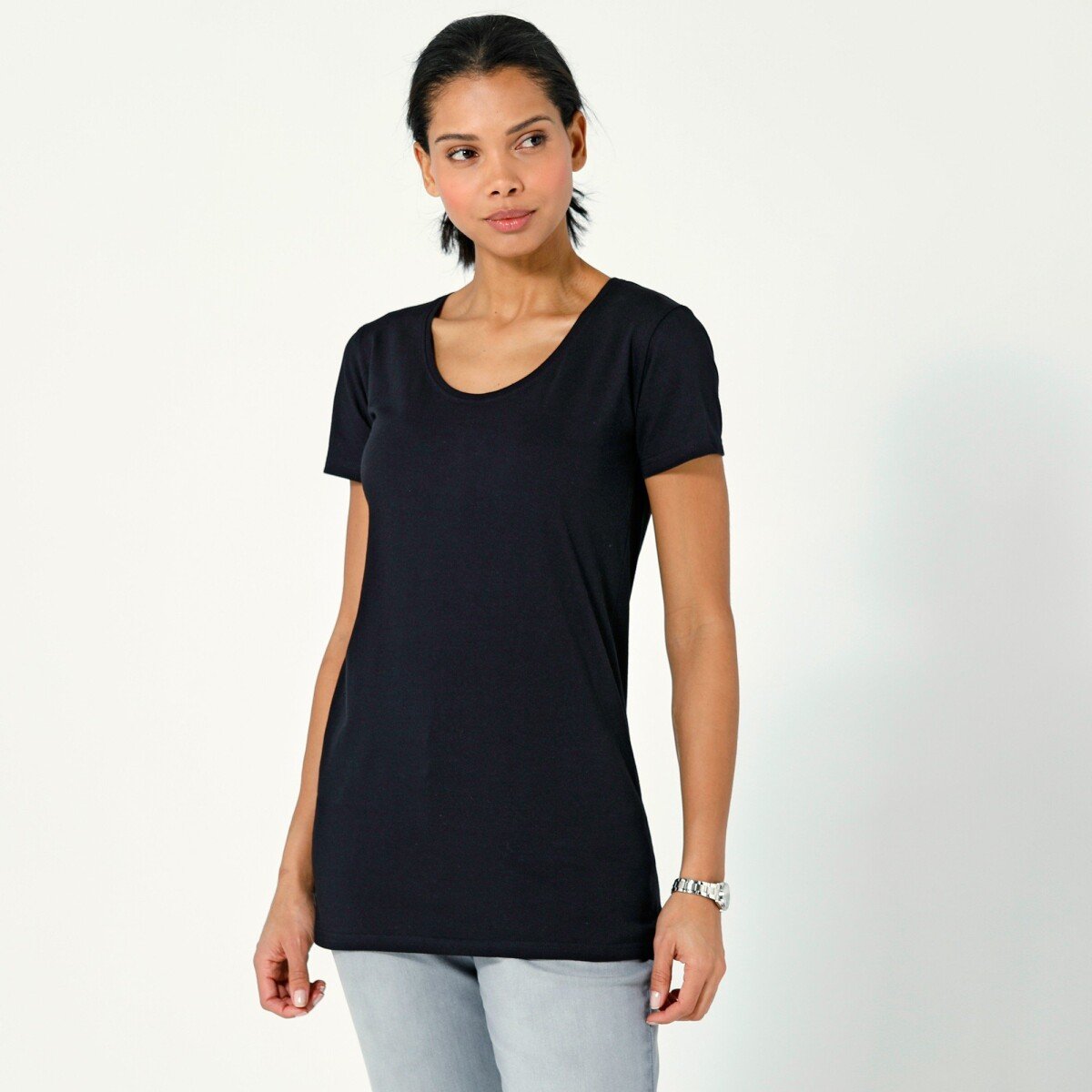 Blancheporte Jednobarevné tričko s krátkými rukávy, z bio bavlny, eco-friendly černá 3436