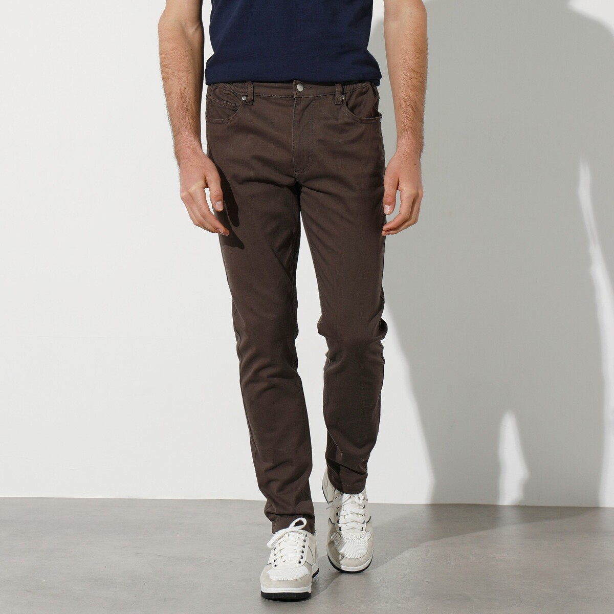 Blancheporte Tvilové rovné kalhoty čokoládová 42