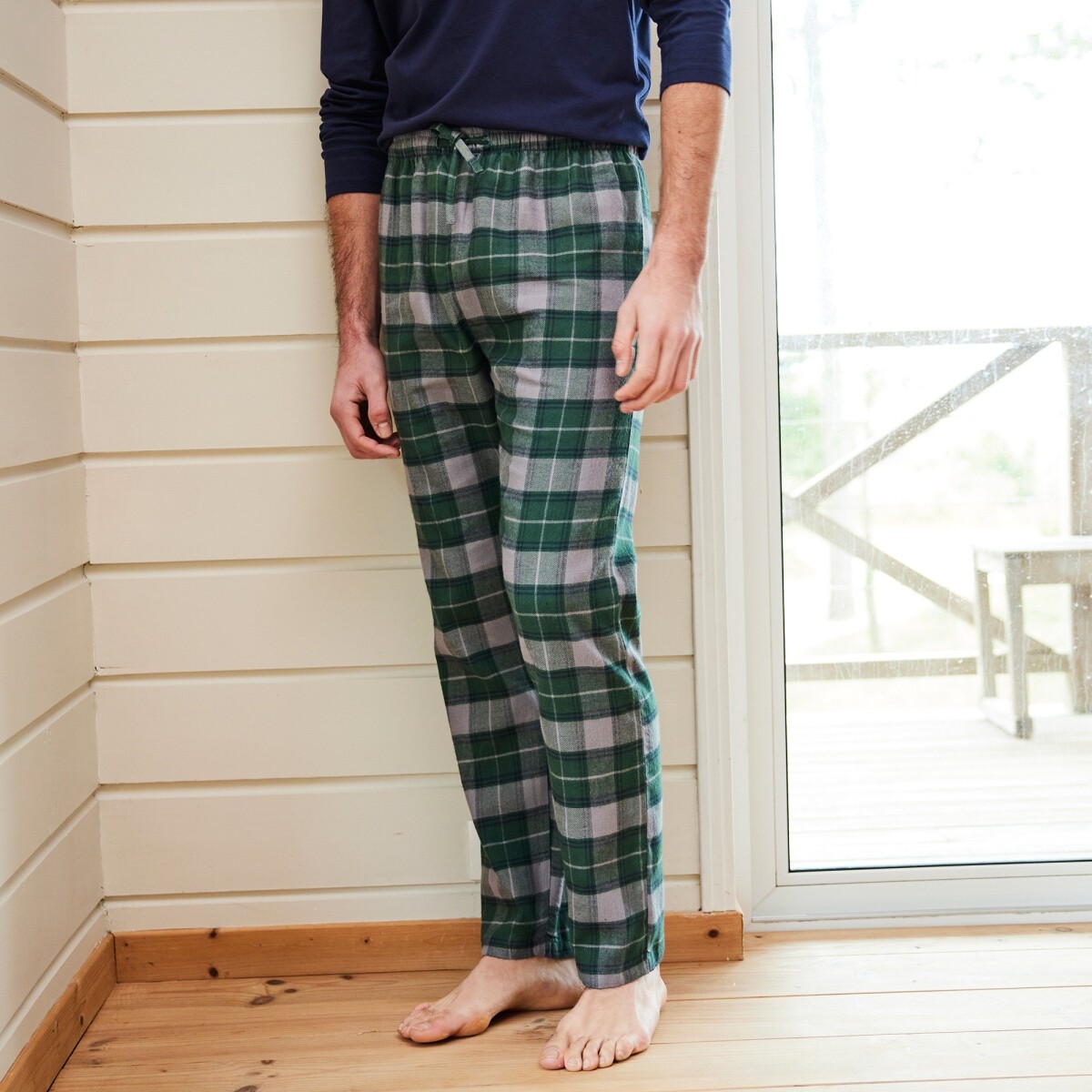 Blancheporte Pyžamové kalhoty s pružným pasem, z kostkovaného flanelu zelená 4042
