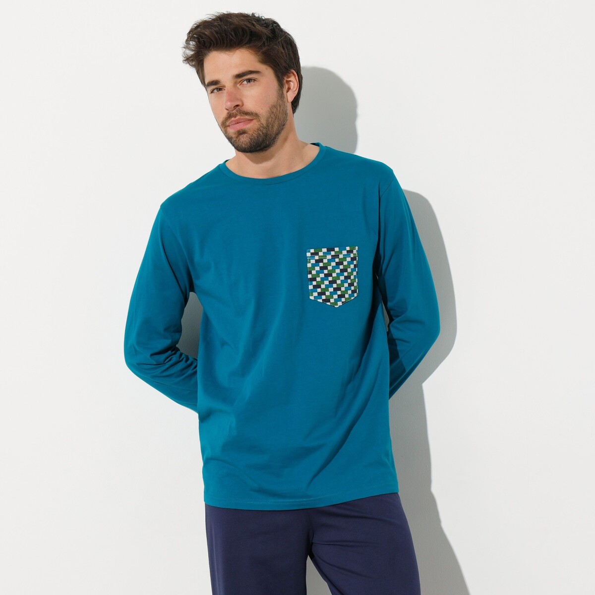 Blancheporte Pyžamové tričko s dlouhými rukávy, tyrkysově modré tyrkysová 7786 (S)