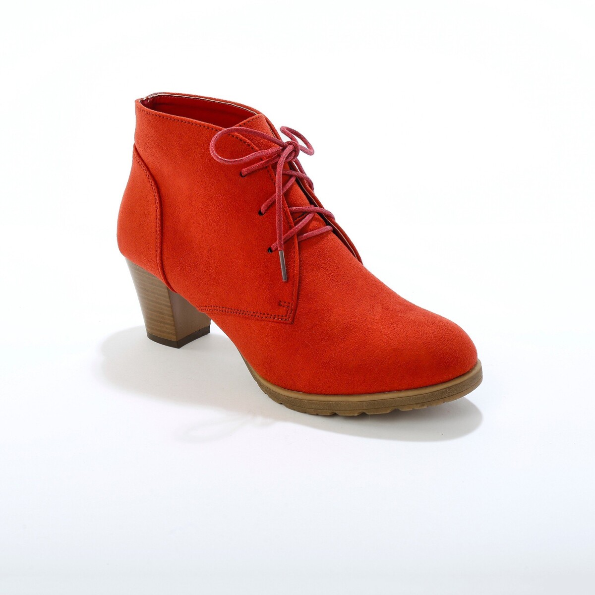 Blancheporte Kotníkové boty na podpatku v dřevěném vzhledu cihlová 37
