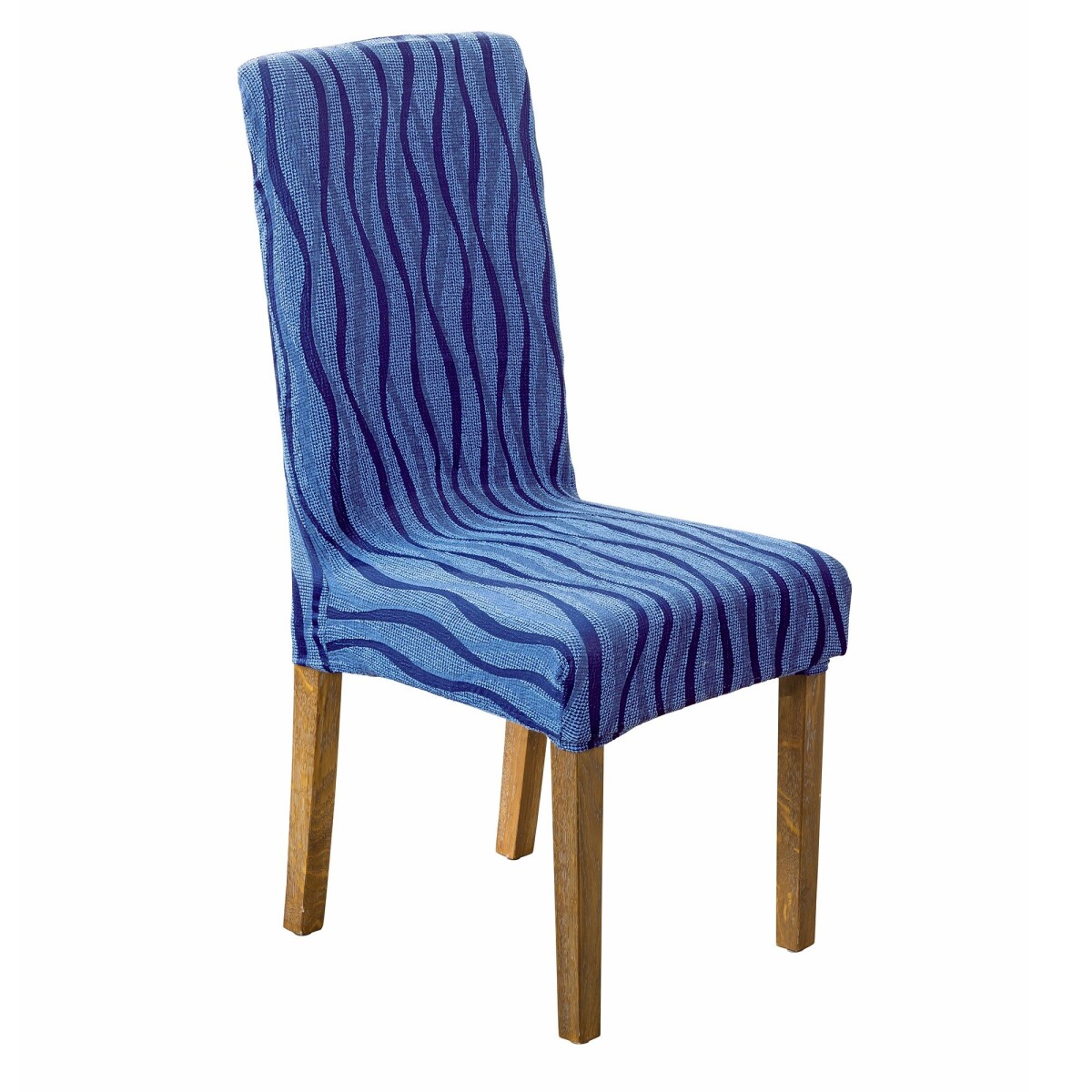 Blancheporte Sada 2 pružných žakárových potahů na židle modrá 3 kusy