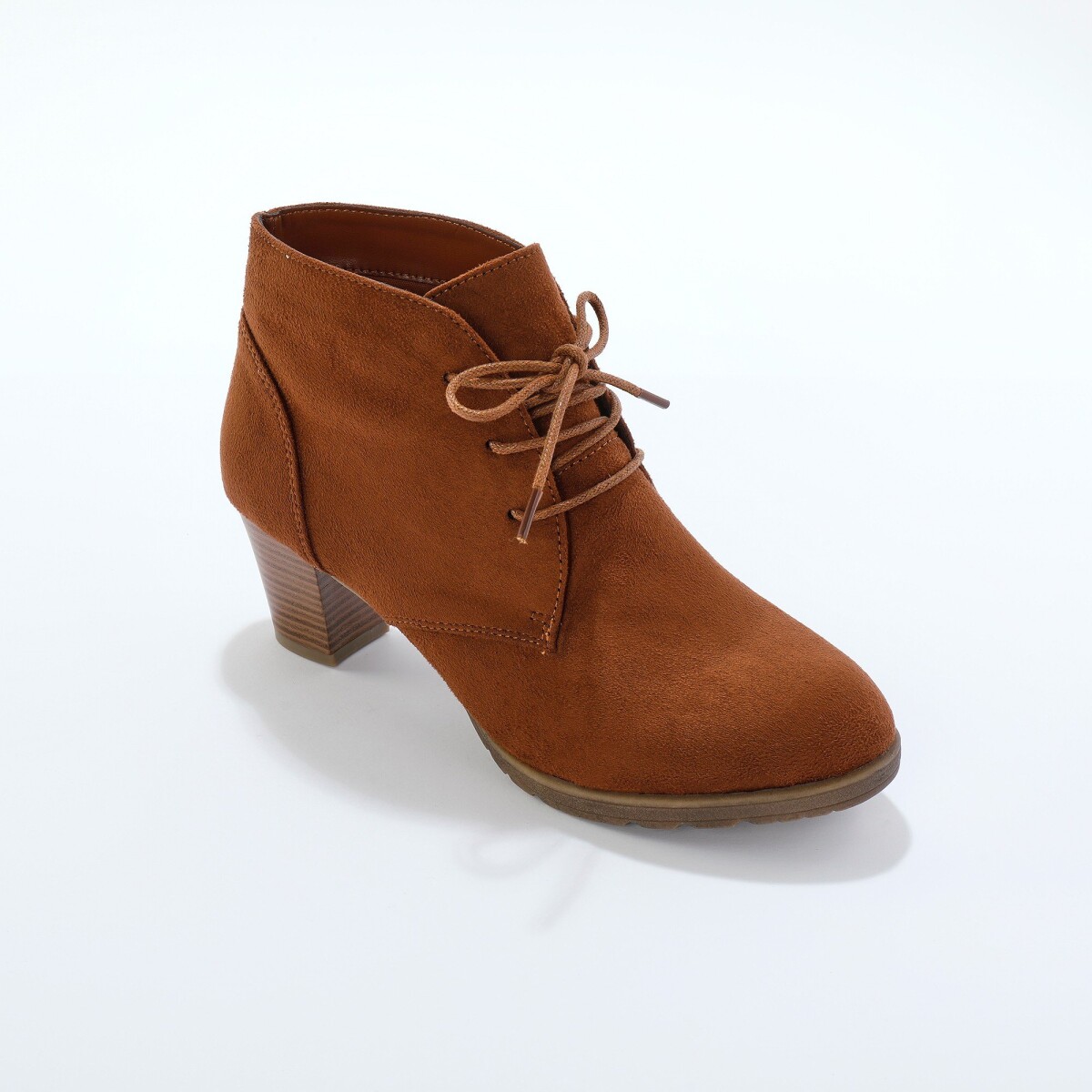 Blancheporte Kotníkové boty na podpatku v dřevěném vzhledu čokoládová 36