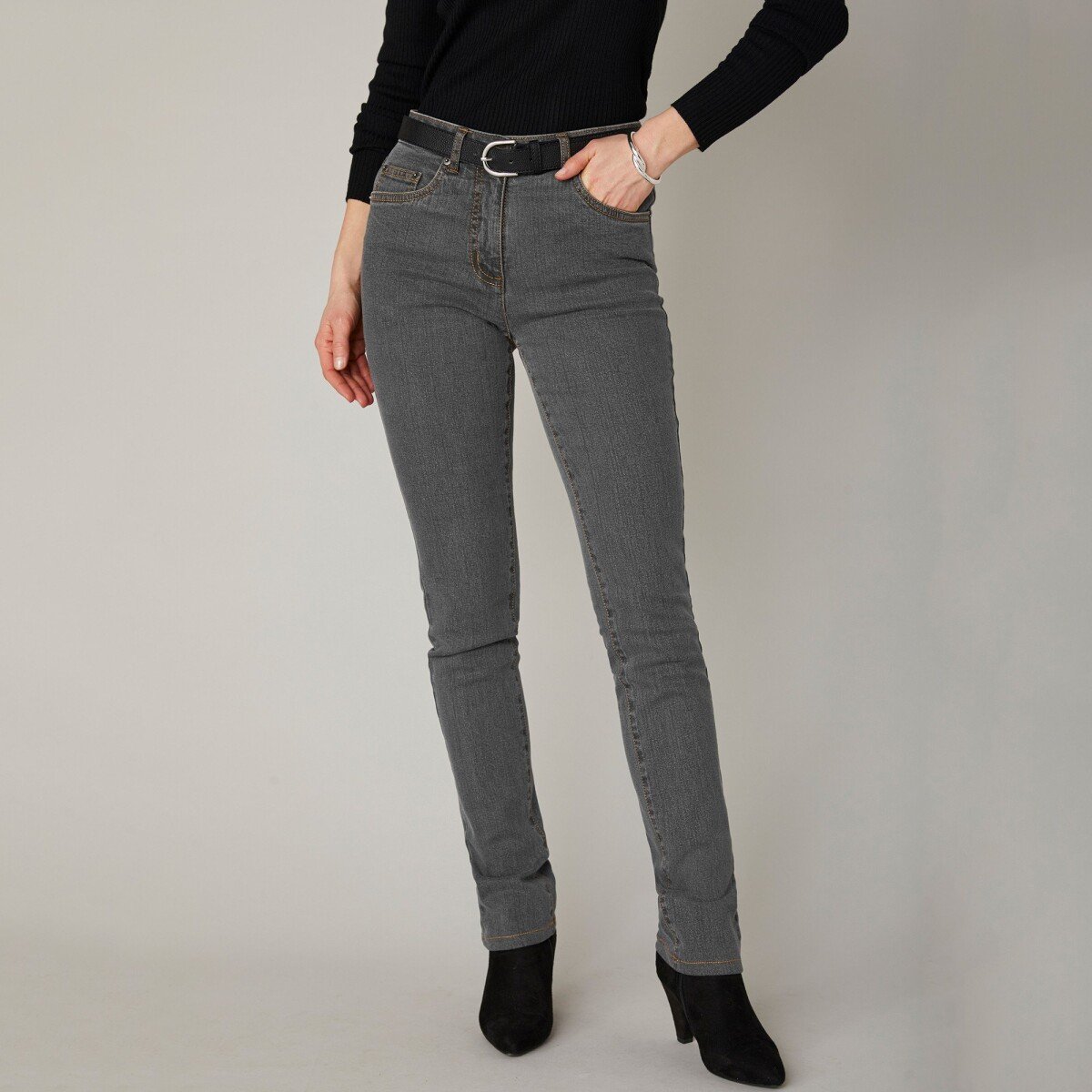 Blancheporte Strečové džíny, vysoká postava tmavě šedá 40