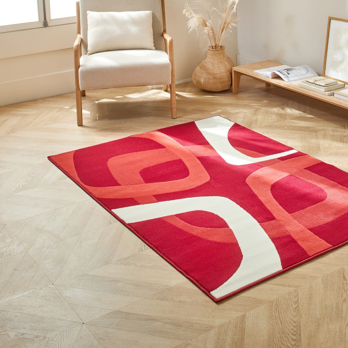 Blancheporte Obdélníkový koberec s retro motivem bordó 60x110cm