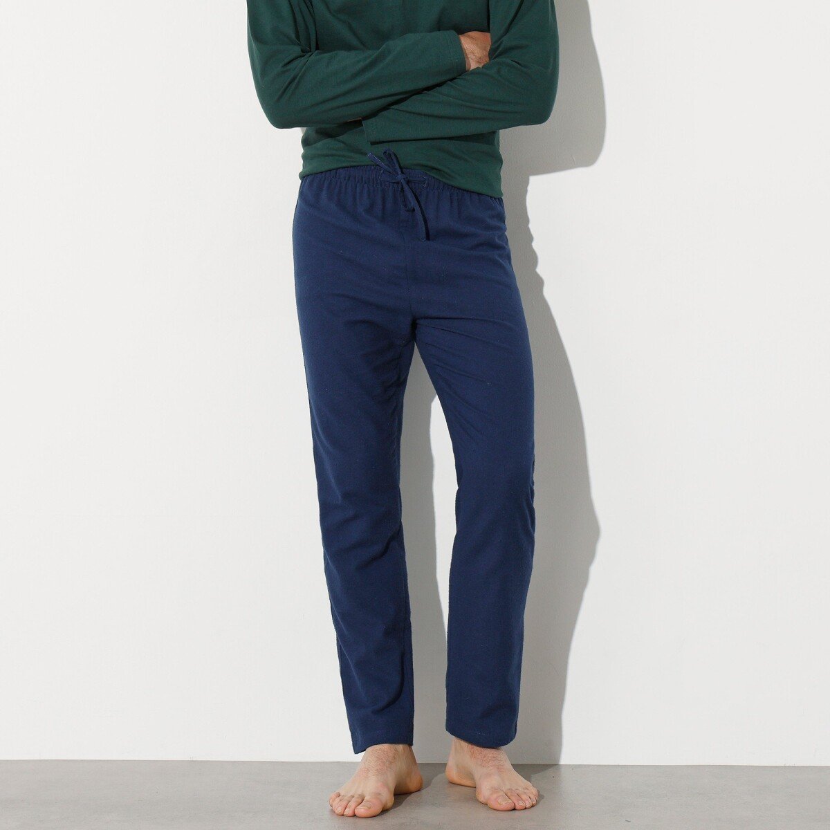 Blancheporte Flanelové jednobarevné pyžamové kalhoty nám. modrá 4446