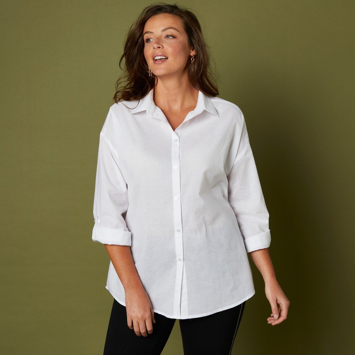 Blancheporte Dlouhá jednobarevná košile bílá 36