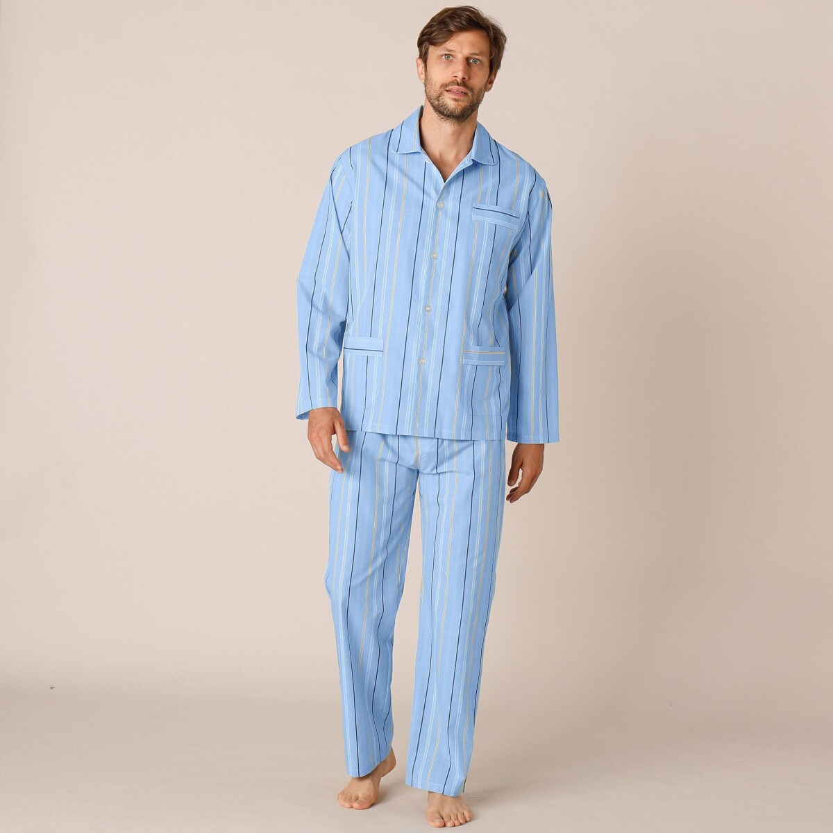 Blancheporte Pruhované pyžamo, popelín modrá proužky 8796 (M)