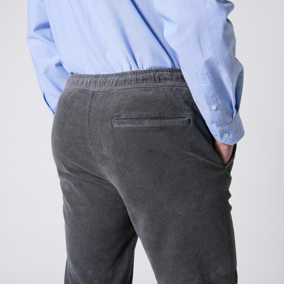 Blancheporte Ležérní kalhoty z jemně žebrovaného manšestru šedozelená 4042