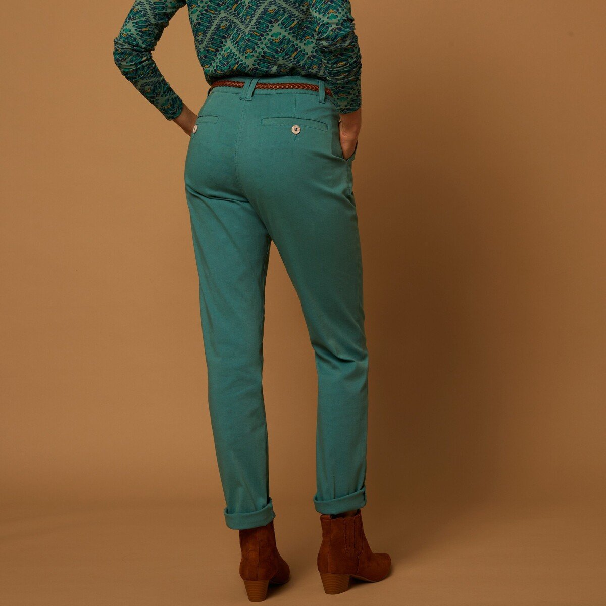Blancheporte Strečové chino kalhoty zelená 36