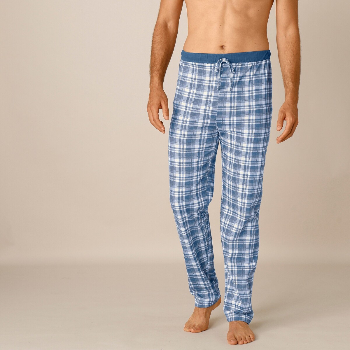 Blancheporte Sada 2 rovných pyžamových kalhot kostka modrášedá 3638