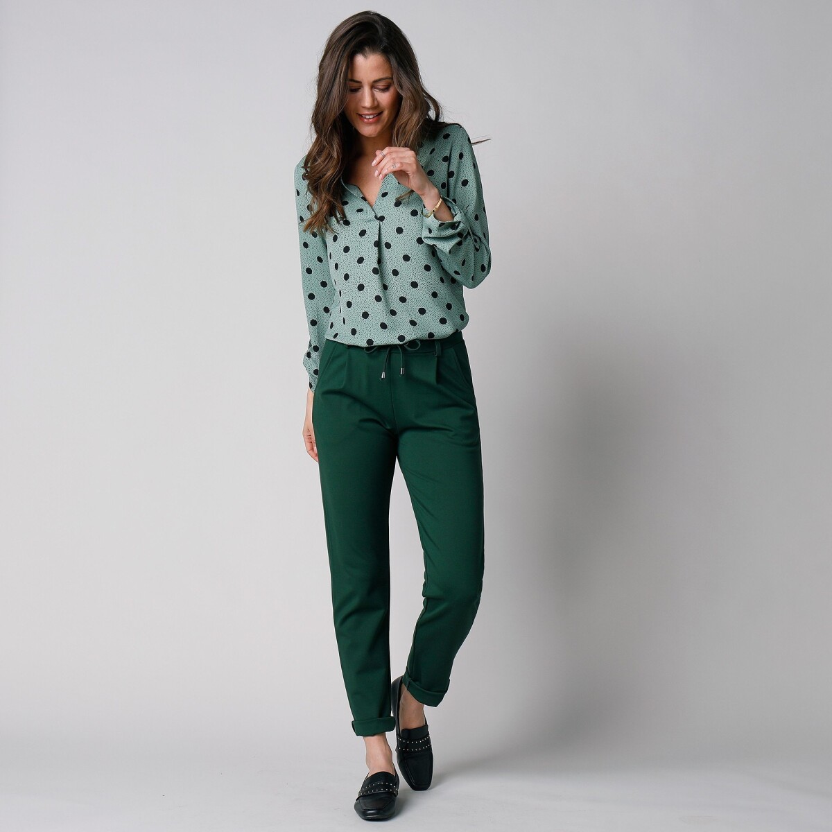 Blancheporte Chino kalhoty z úpletu Milano smaragdová 36