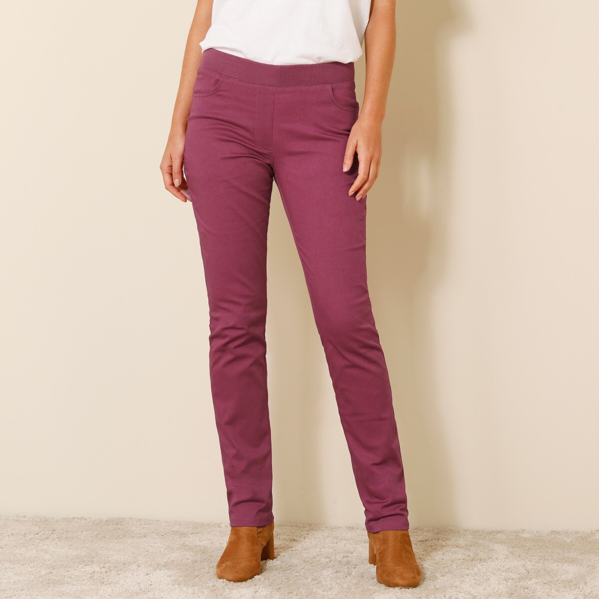Blancheporte Rovné kalhoty, plátno purpurová 38
