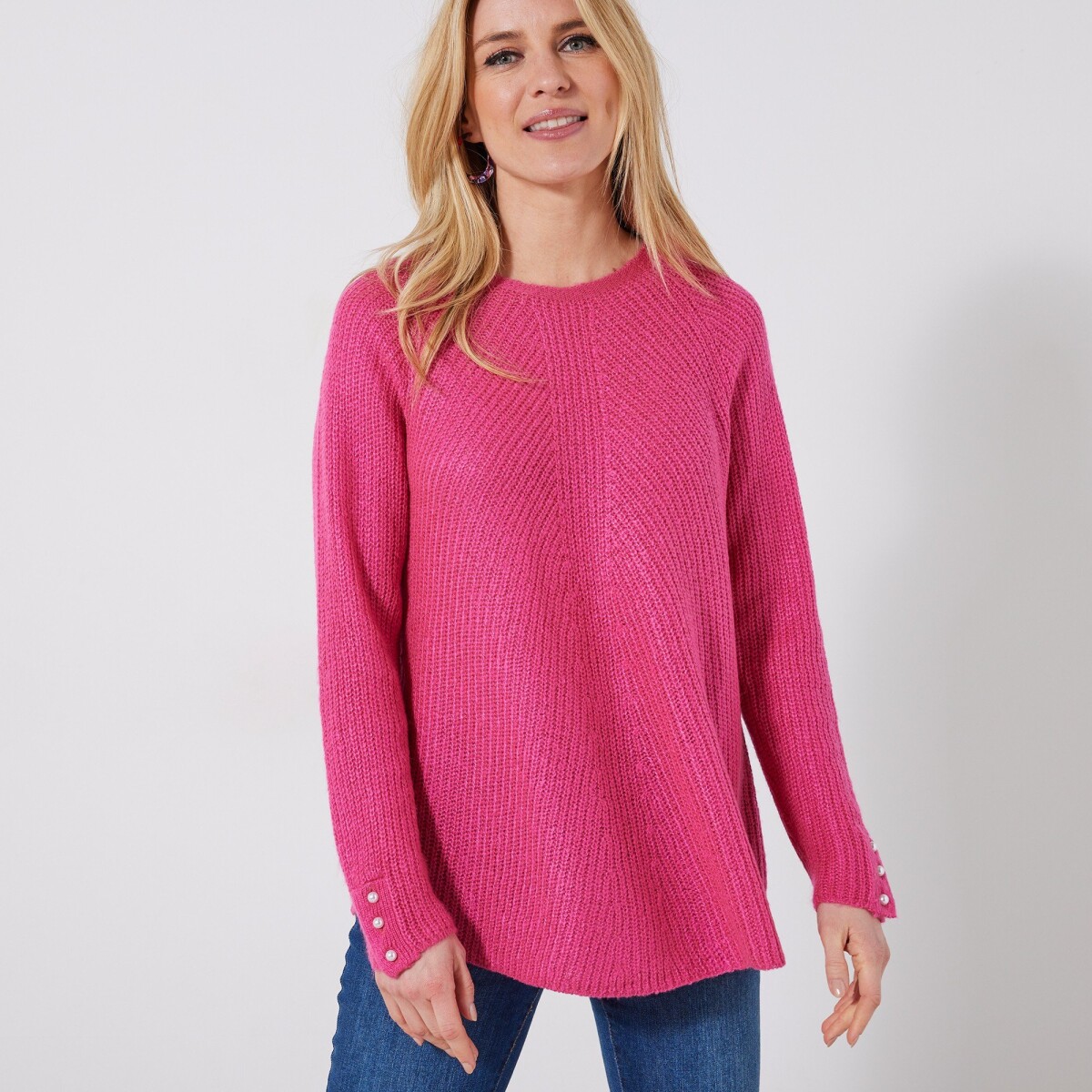 Blancheporte Rozšířený pulovr z anglického úpletu růžová 3436