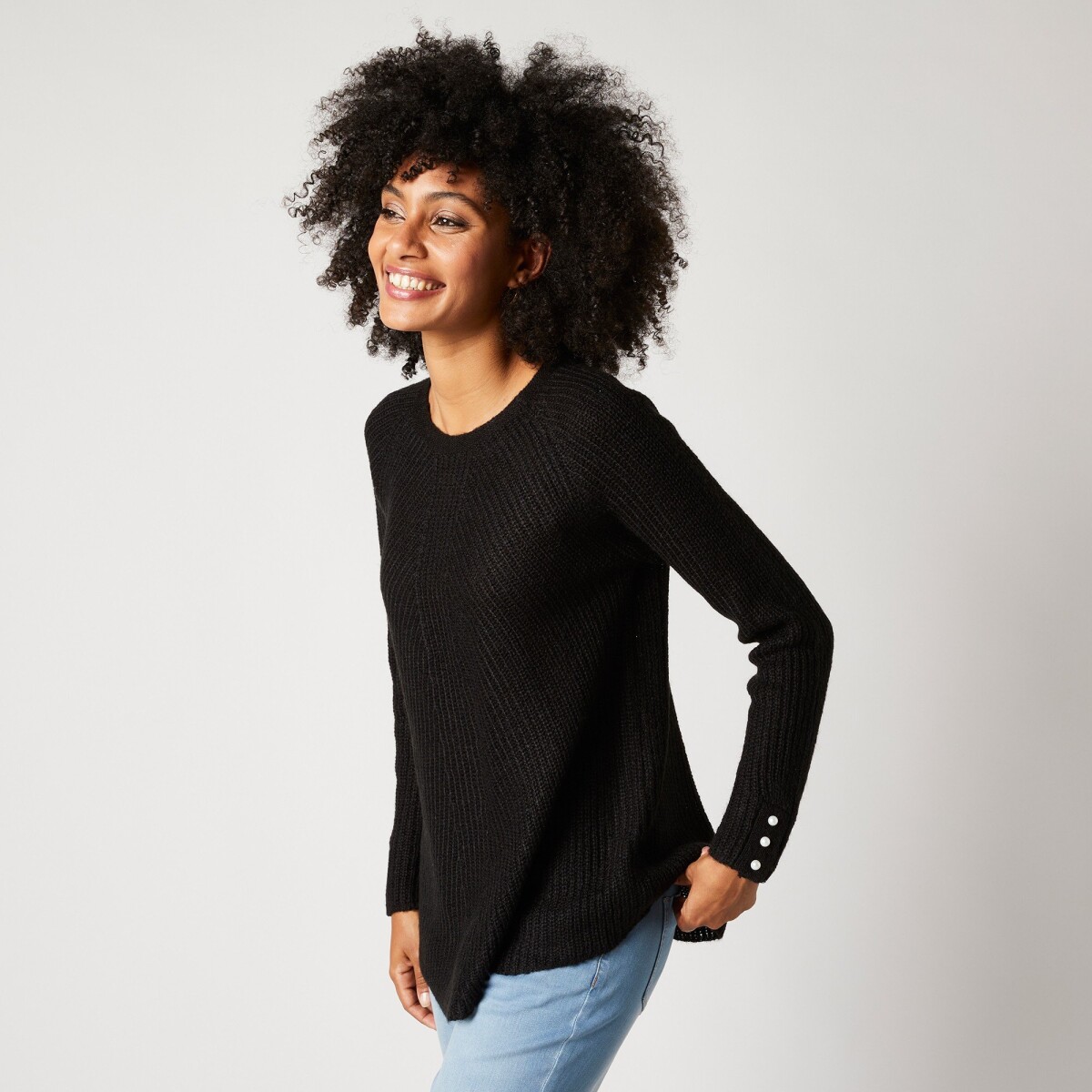 Blancheporte Rozšířený pulovr z anglického úpletu černá 3436