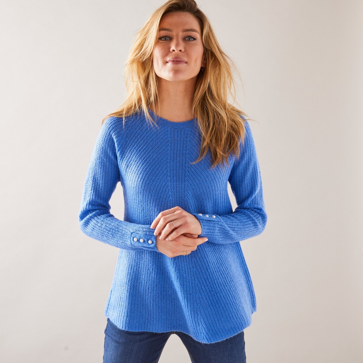 Blancheporte Rozšířený pulovr z anglického úpletu modrá 3840