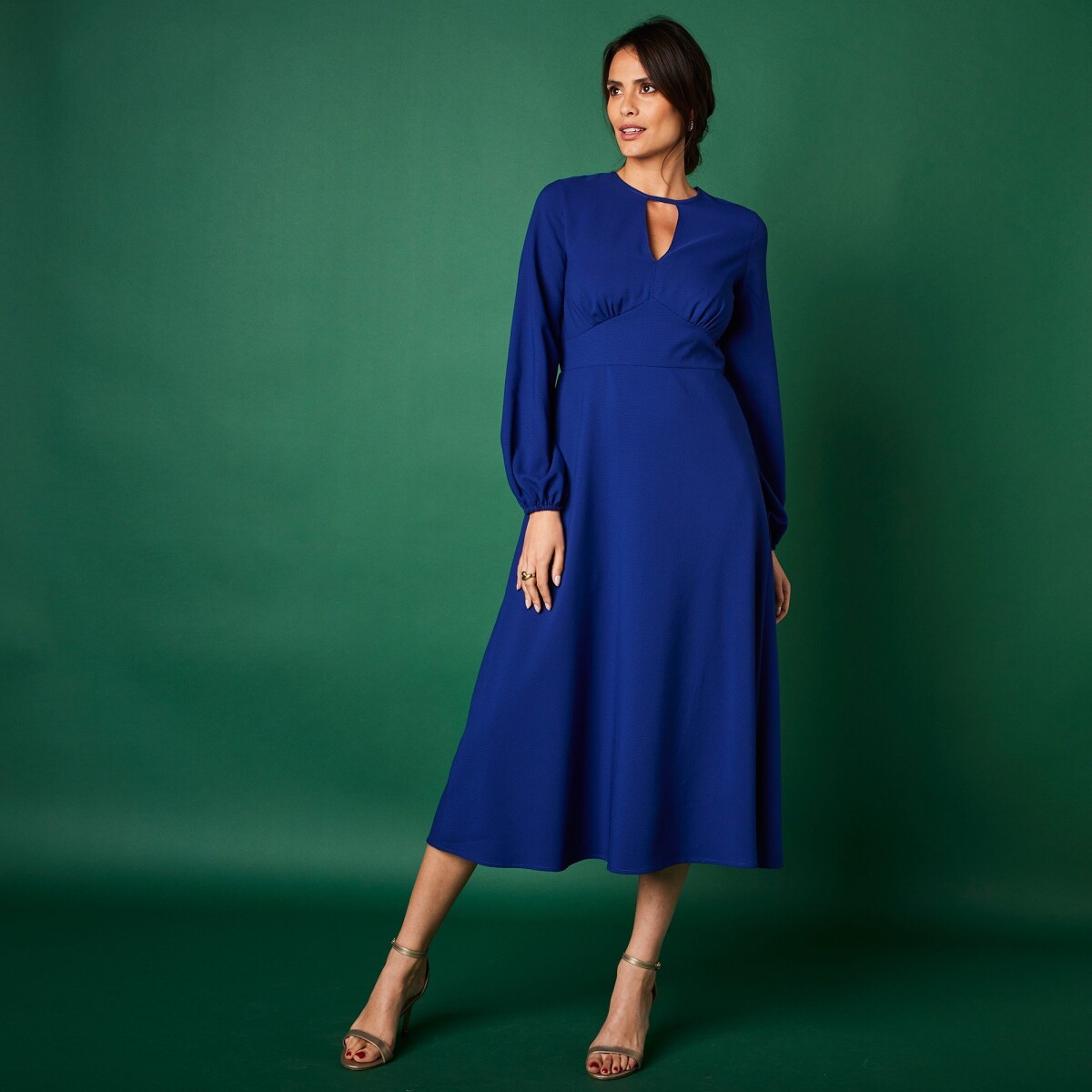 Blancheporte Polodlouhé jednobarevné šaty tmavě modrá 36