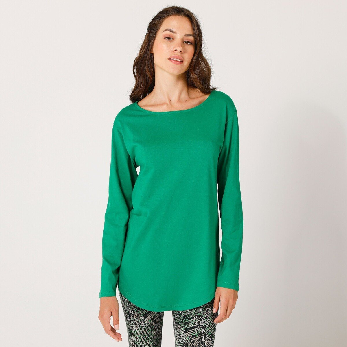 Blancheporte Jednobarevné tričko s dlouhými rukávy zelená 3436