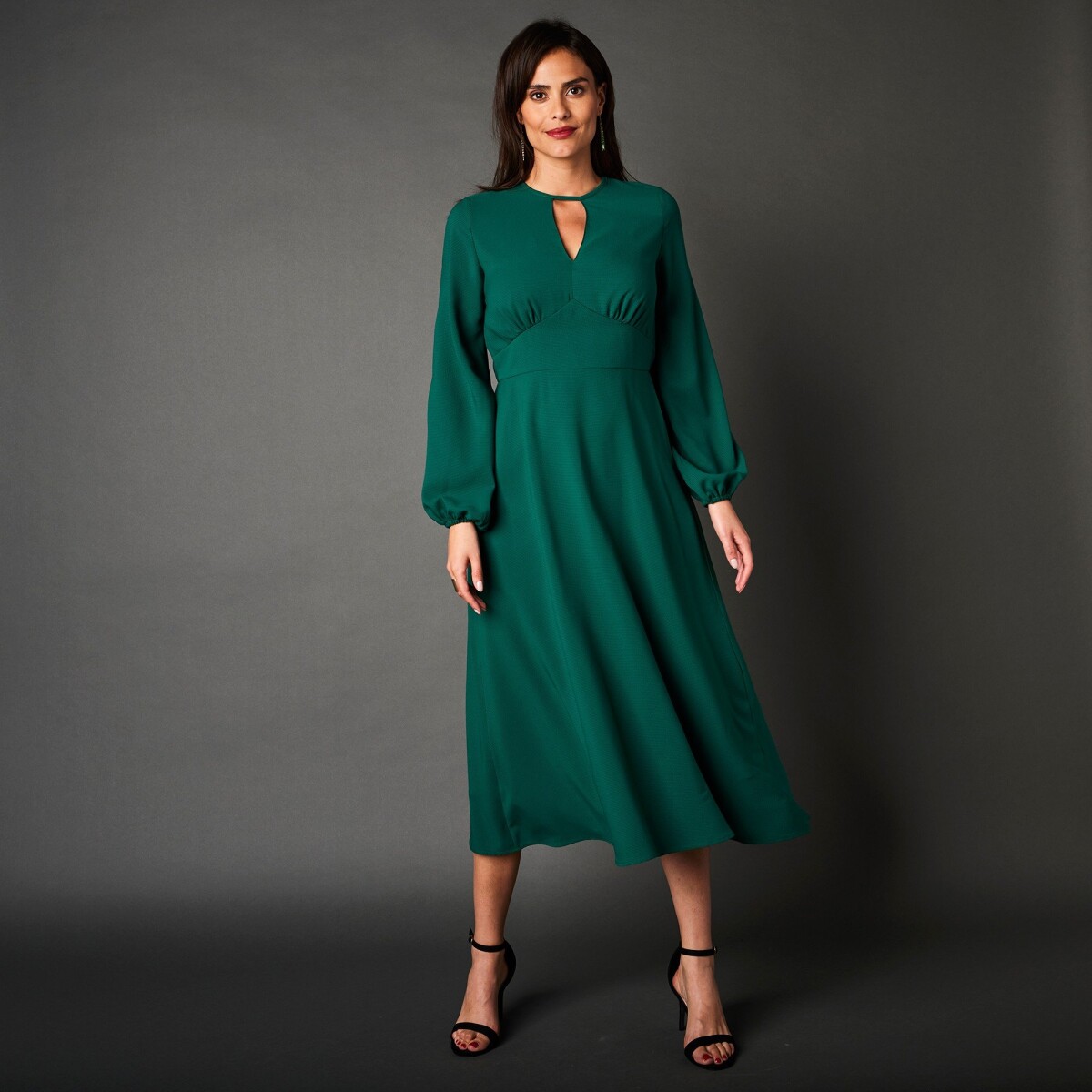 Blancheporte Polodlouhé jednobarevné šaty zelená 36