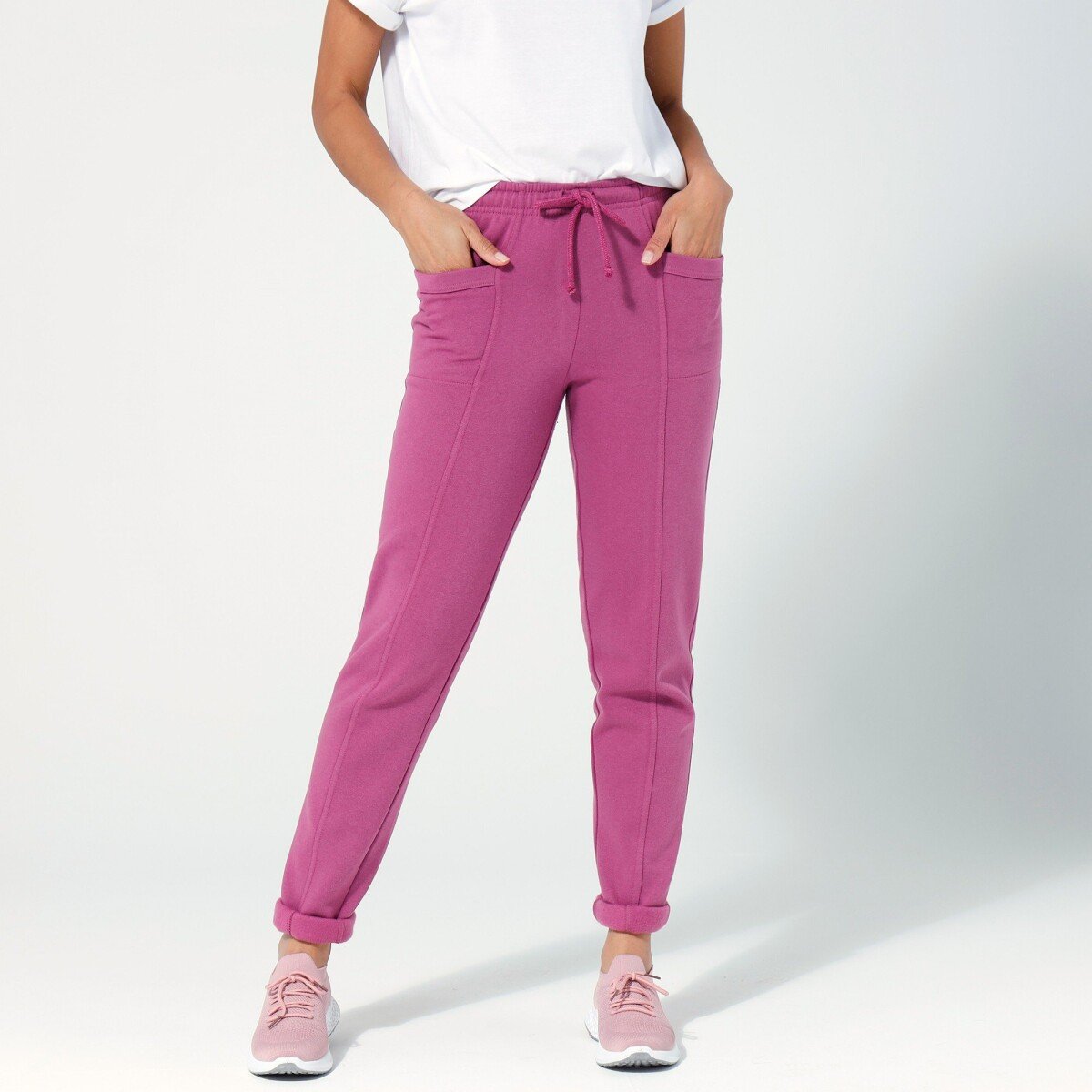 Blancheporte Jogging kalhoty z česaného moltonu, jednobarevné růžové dřevo 3436
