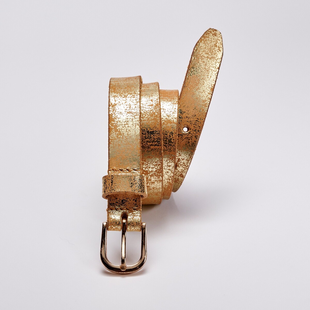 Blancheporte Kožený opasek s metalickým efektem zlatá 3436-75cm
