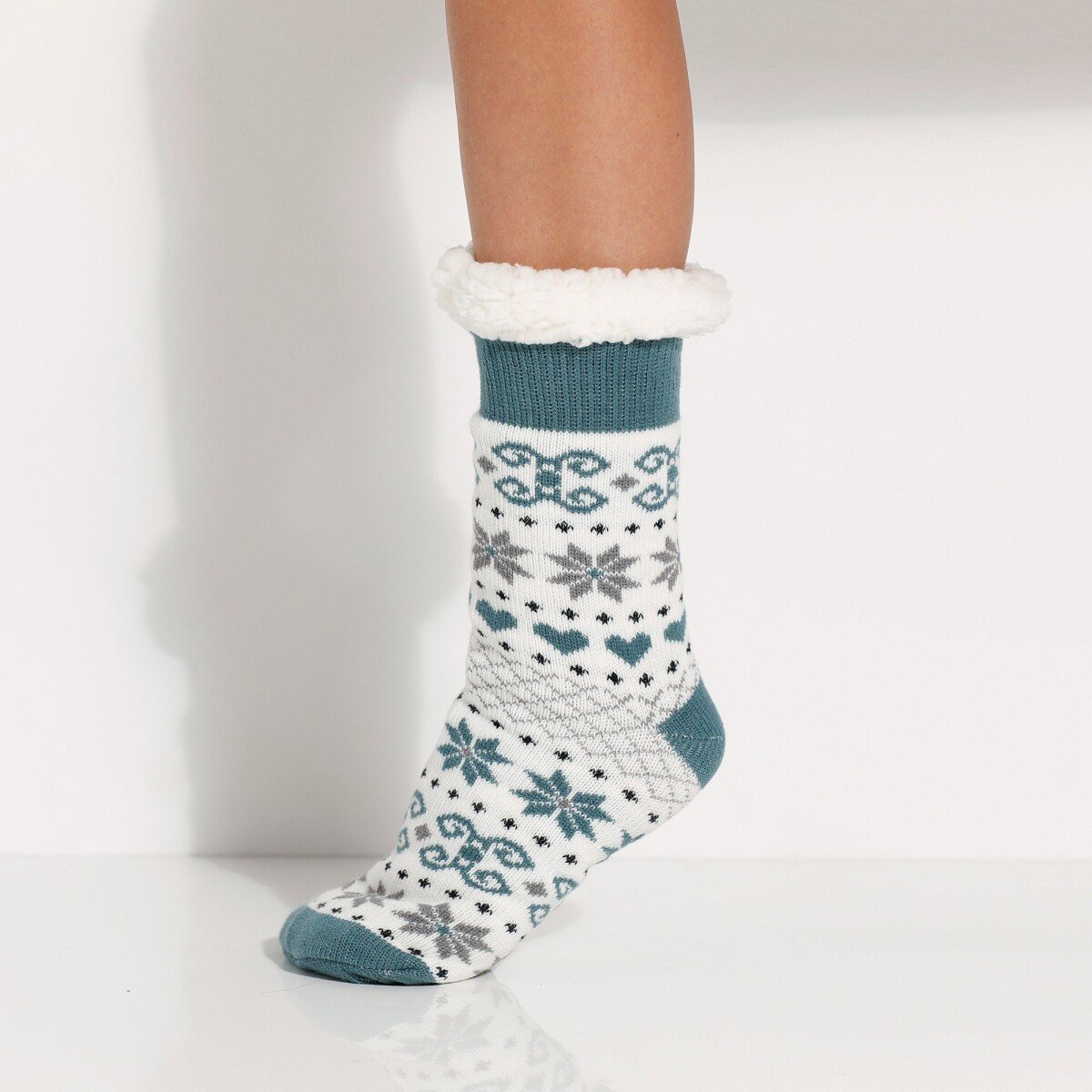 Blancheporte Hřejivé ponožky s protiskluzovou úpravou modrošedá 3637