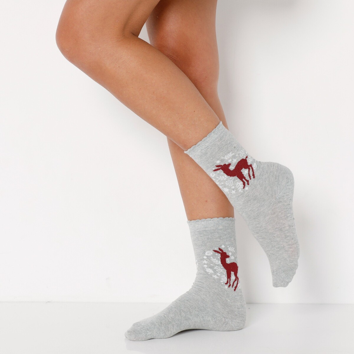 Blancheporte Sada 5 párů ponožek s vánočními motivy bordóšedá 3538