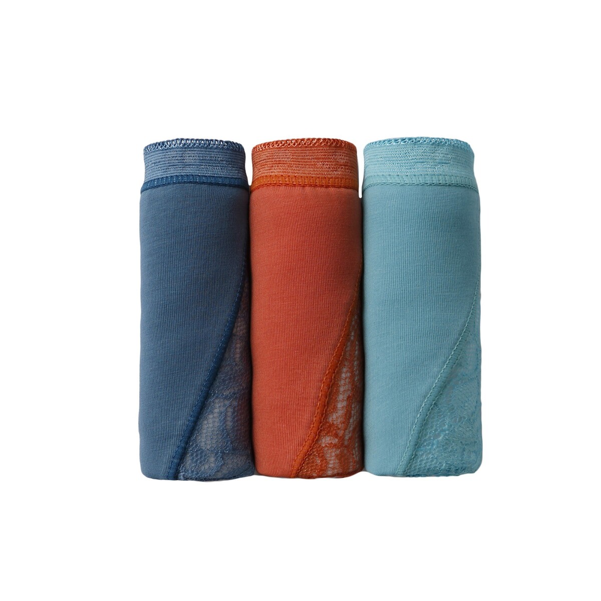 Blancheporte Sada 3 kalhotek super maxi z pružné bavlny s krajkou oranžovámodrátyrkysová 3840