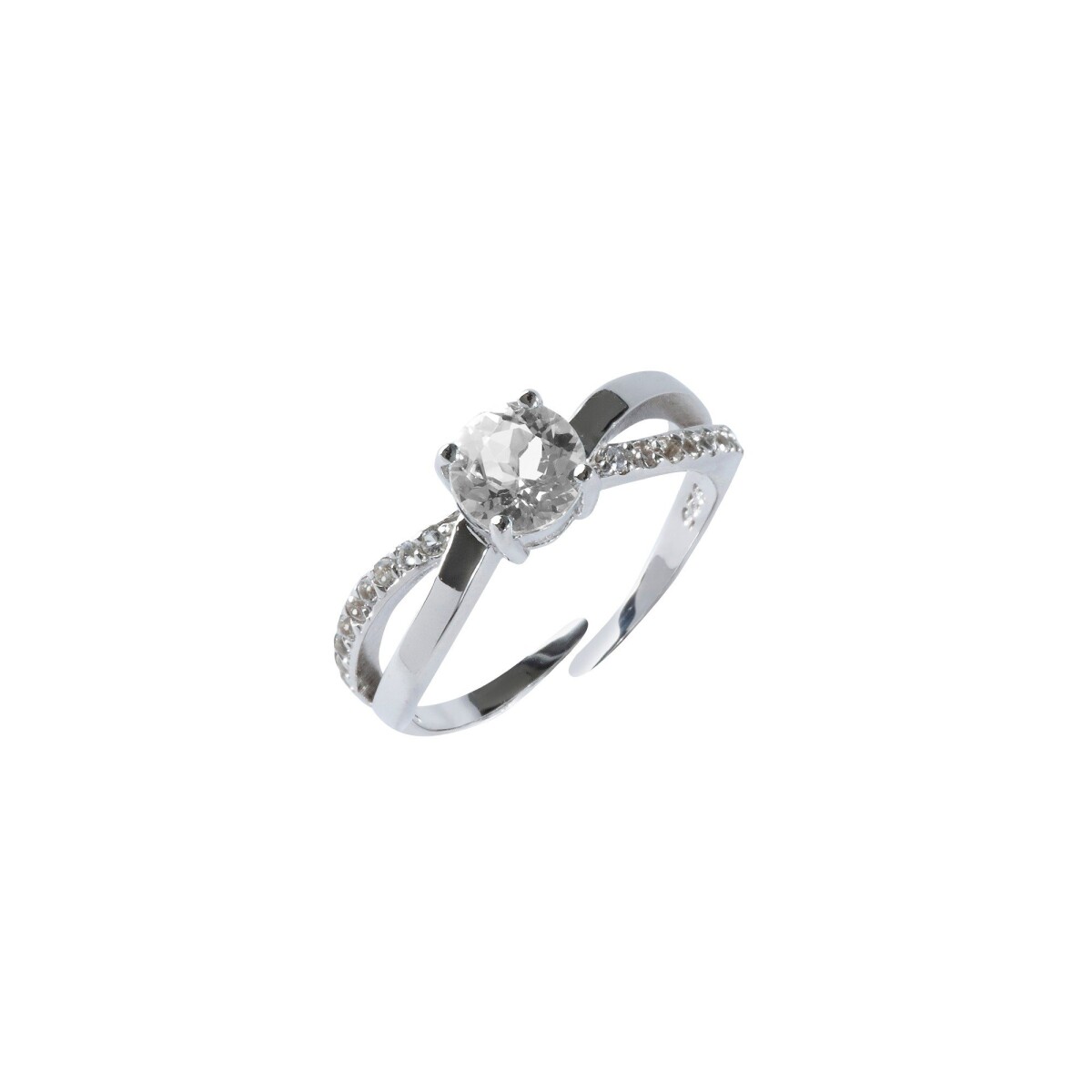 Blancheporte Nastavitelný stříbrný prsten s křišťály a kulatým kamínkem stříbrná uni
