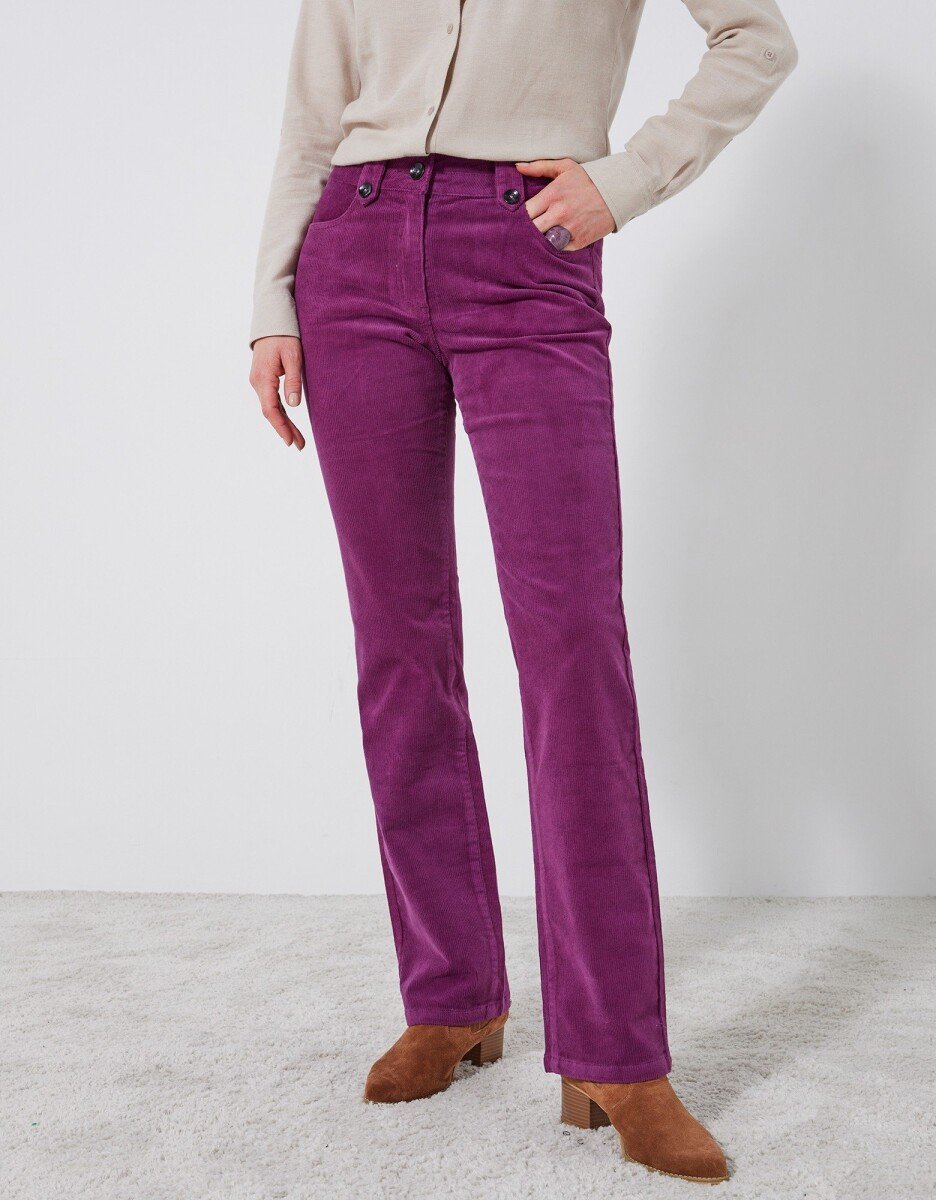 Blancheporte Rovné manšestrové kalhoty švestková 36